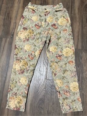 Vintage Liz Claiborne Womens Floral Tapestry High Rise Jeans 90s Size 10 Grandma